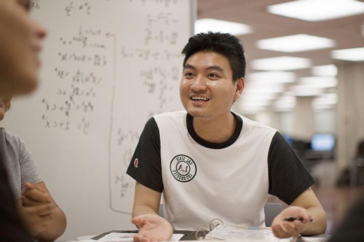 Cal State LA student in library